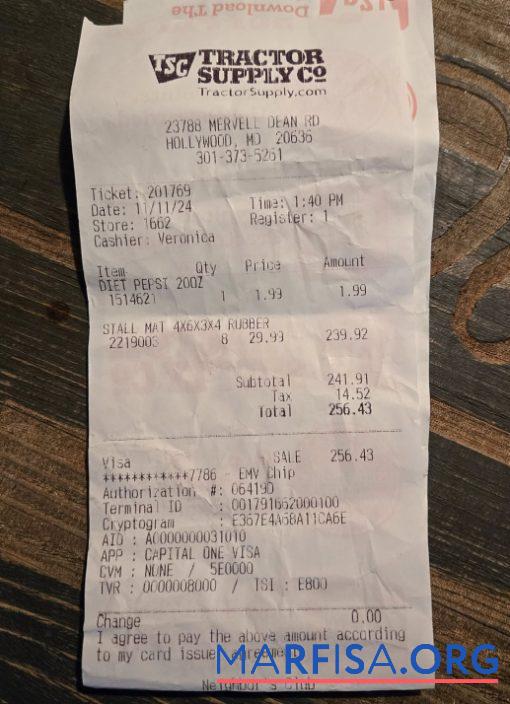 Realistic Tractor supply co payment receipt sample